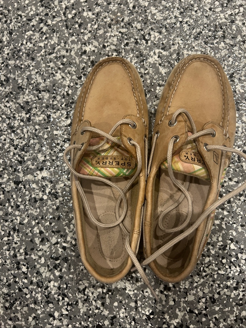 Sperry boat shoes Tan Suede Boat Shoes with Stripe Accent